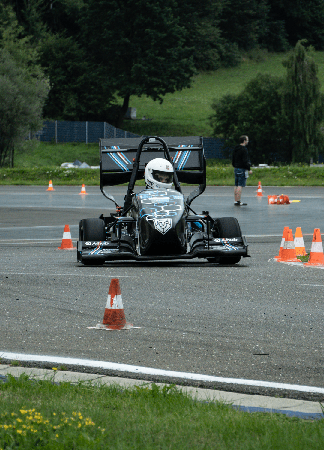 LiU Formula Student driver steering the car on track